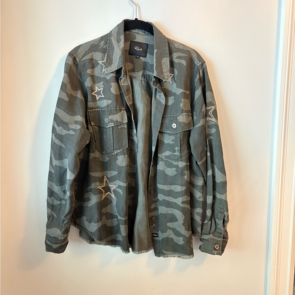 Camo Green Shacket with Star Accents